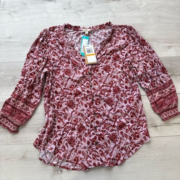 MASON & BELLE
Tierra Smocked Sleeve Top Pink Small Stitch Fix Nwt - Picture 5 of 6